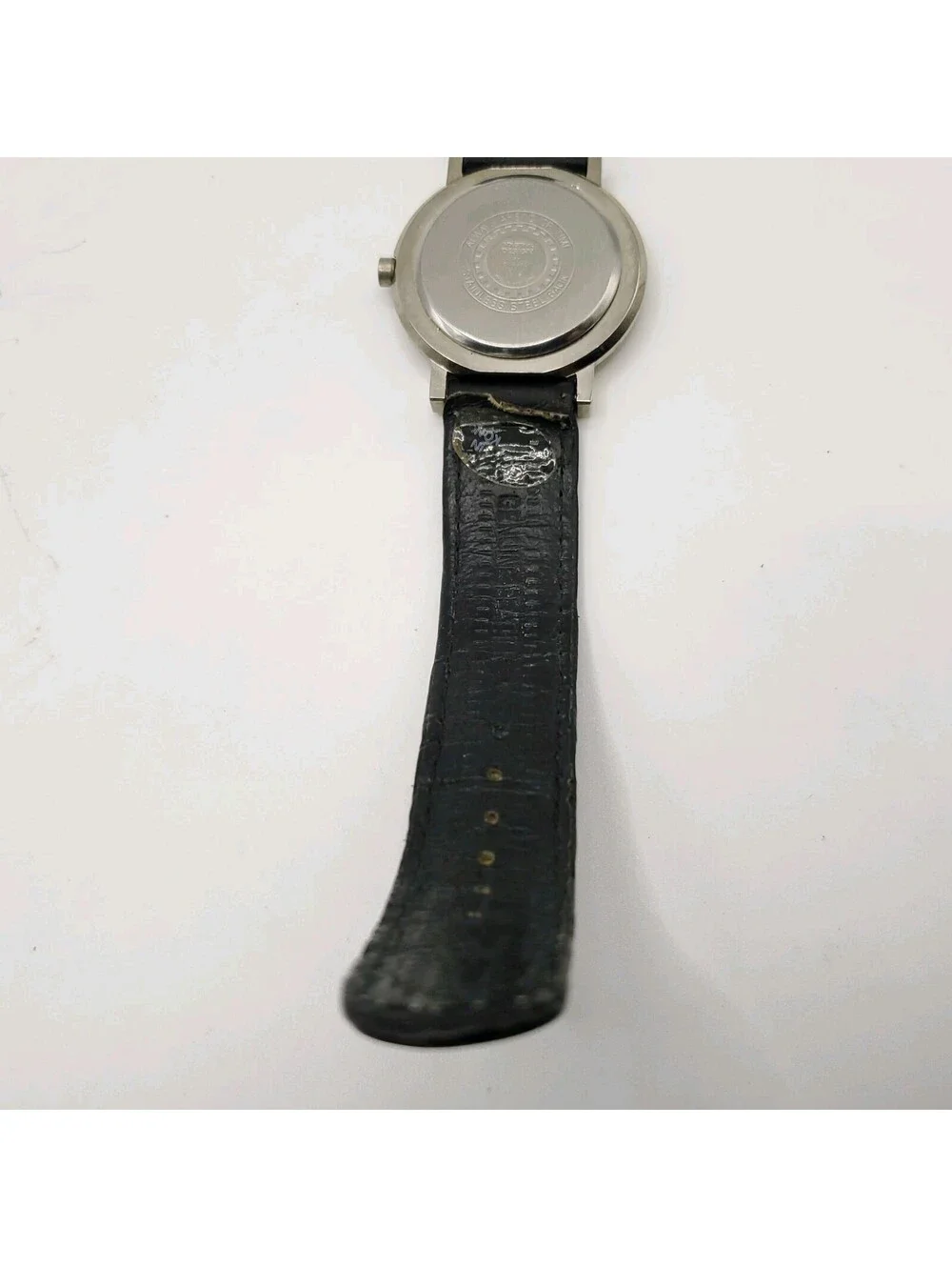 Geo Time Always Ahead Of Time 35mm Quartz New Battery Silver Tone Black Band